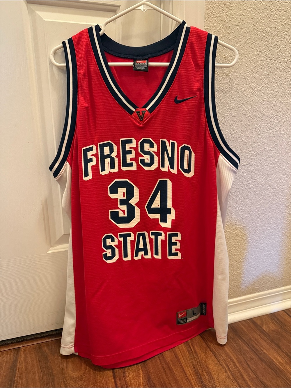 Nike Red Fresno State Basketball Jersey with White Trim